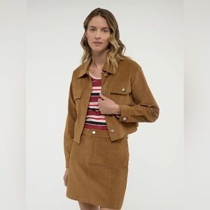 Cute brown jacket & skirt corduroy set NWT